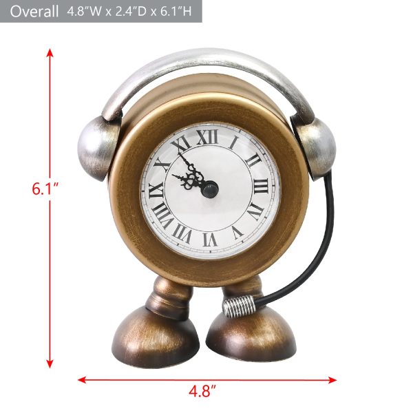 Ikee Design® Vintage Robot Table Clock, Metal Decorative Desk and Shelf Clock Battery-Operated Tabletop Clock on Stand Online Hot Sale - Image 2